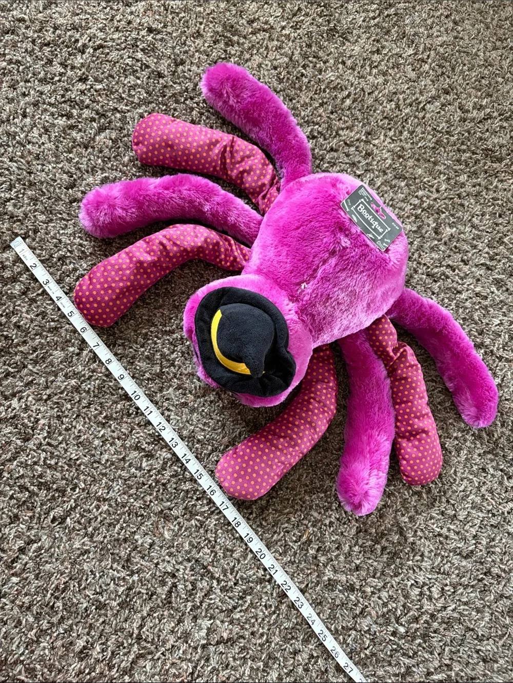 NWT Bootique XL Purple Spider Plush Dog Toy w/ Witch Hat and Multiple Squeakers